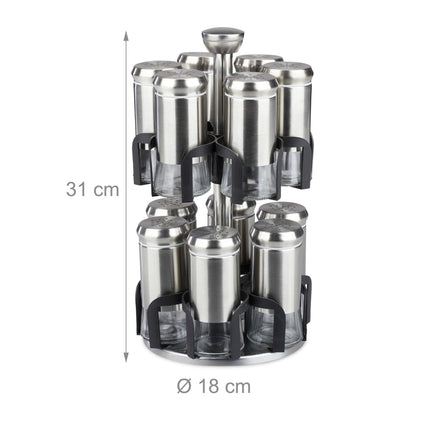 Étagère à épices avec 12 pots en verre