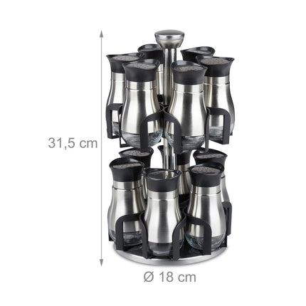 Spice rack with 12 glass jars
