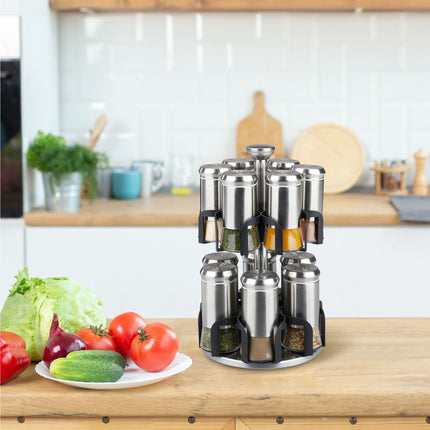Étagère à épices avec 12 pots en verre