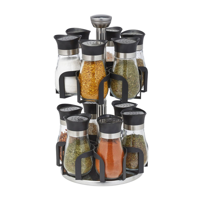Spice rack with 12 glass jars