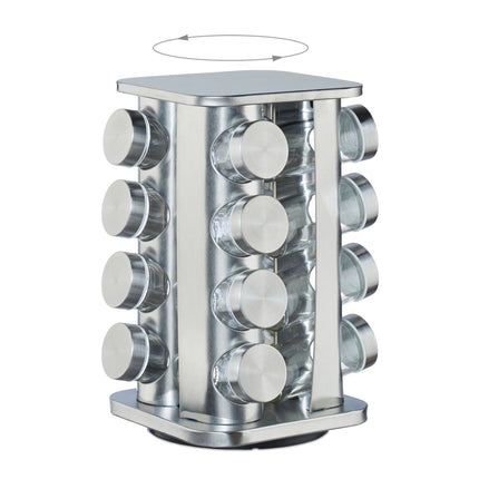 Étagère à épices avec 16 pots en verre
