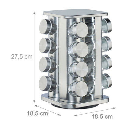 Étagère à épices avec 16 pots en verre