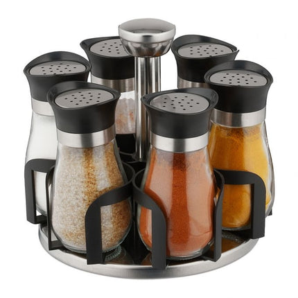 Spice rack with 6 glass jars