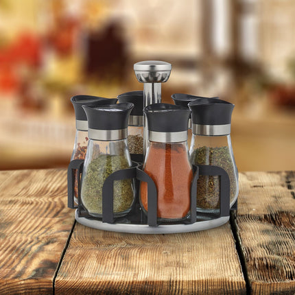 Spice rack with 6 glass jars