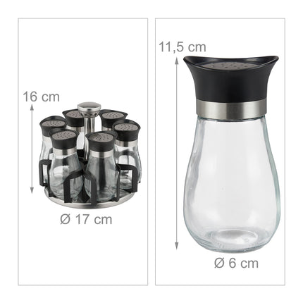 Spice rack with 6 glass jars