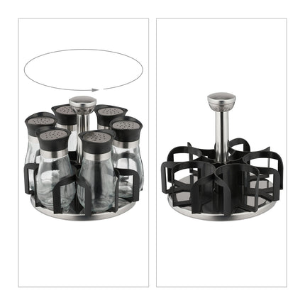 Spice rack with 6 glass jars