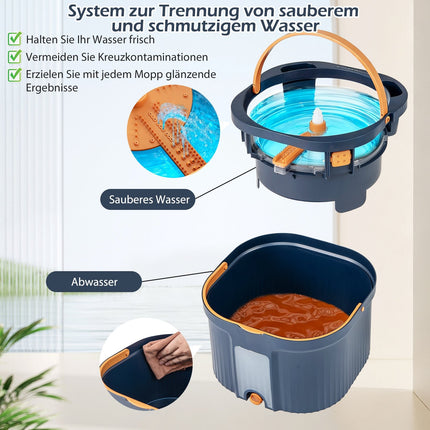 Wischmopp & Eimer Set mit Wasserabtrennung, 360°-Kopf