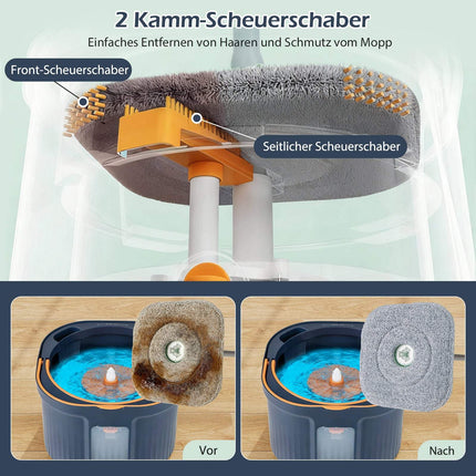 Wischmopp & Eimer Set mit Wasserabtrennung, 360°-Kopf