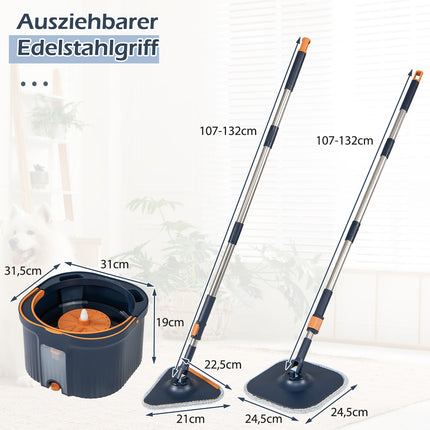 Wischmopp & Eimer Set mit Wasserabtrennung, 360°-Kopf