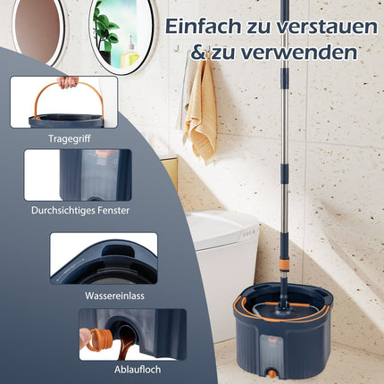 Wischmopp & Eimer Set mit Wasserabtrennung, 360°-Kopf