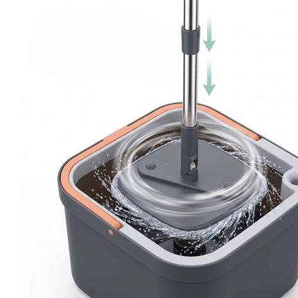Spin Mop Set with Dual Water Tank and Microfibre Pads