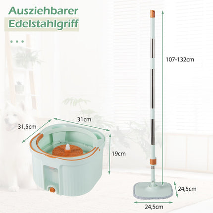 Spin Mop and Bucket Set with Water Separation, 360 Head