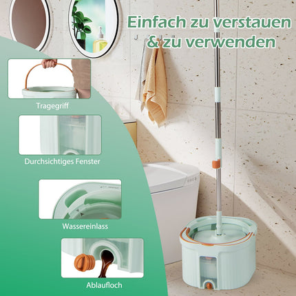 Spin Mop and Bucket Set with Water Separation, 360 Head