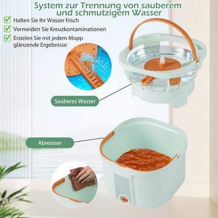 Spin Mop and Bucket Set with Water Separation, 360 Head