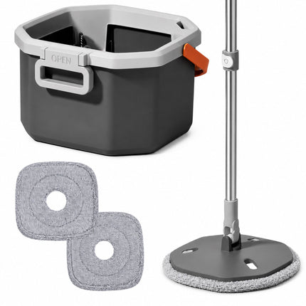 Spin Mop with Dual Water Tanks, Stainless Steel Handle