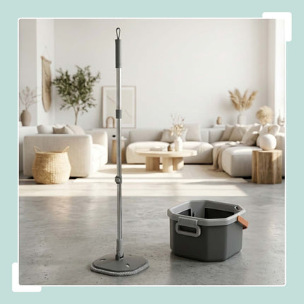 Spin Mop with Dual Water Tanks, Stainless Steel Handle