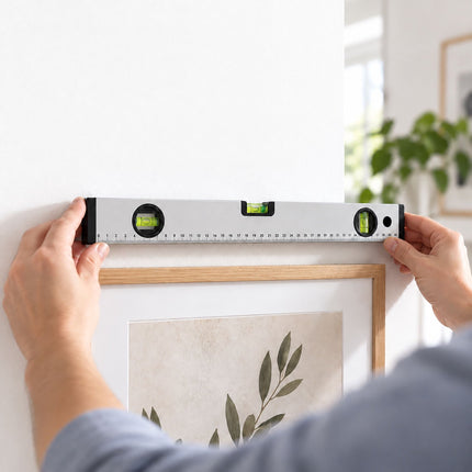 Spirit Level Set of 3, 40, 60 and 100 cm, Aluminium – 0°, 45°, 90° Vials, Silver