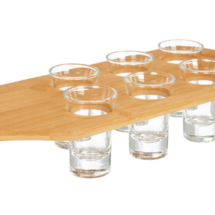 Spirit map in bamboo with 6 glasses