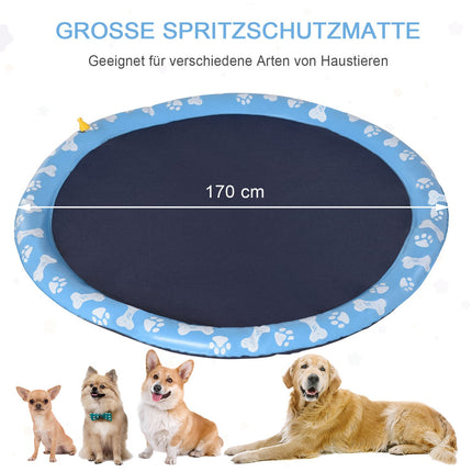 Hunde-Planschbecken-Sprenger-Matte, 170 cm rutschfeste PVC-Matte