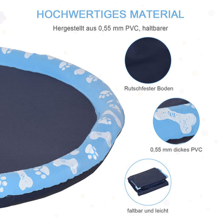 Hunde-Planschbecken-Sprenger-Matte, 170 cm rutschfeste PVC-Matte