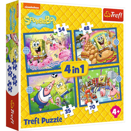 SpongeBob 4-in-1 Puzzle-Set für Kinder, lustige Lernaktivität