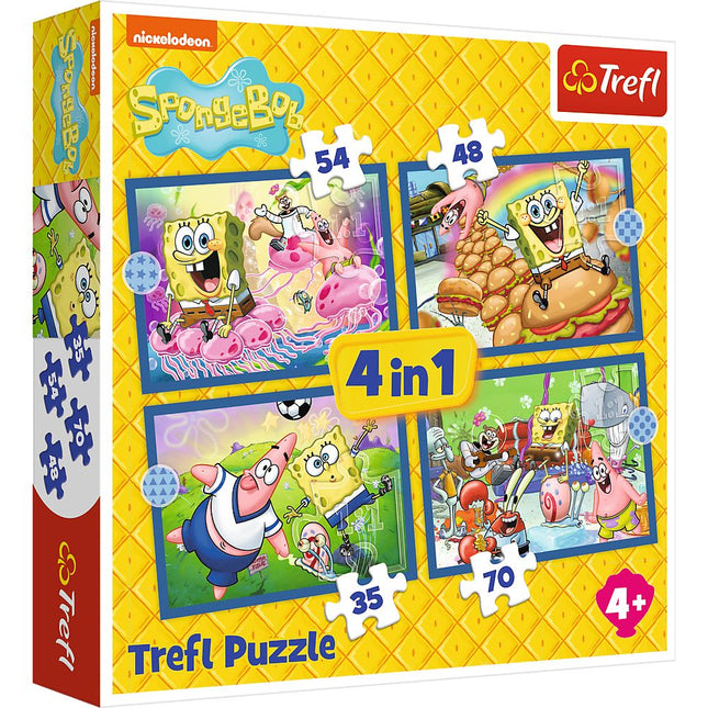 SpongeBob 4-in-1 Puzzle-Set für Kinder, lustige Lernaktivität