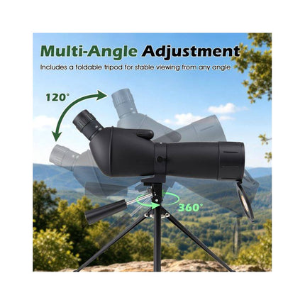 Spotting Scope 20-60x60 HD with Tripod and Phone Adapter, Black, Bird Watching