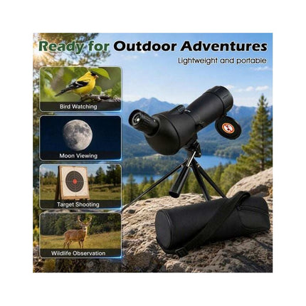 Spotting Scope 20-60x60 HD with Tripod and Phone Adapter, Black, Bird Watching