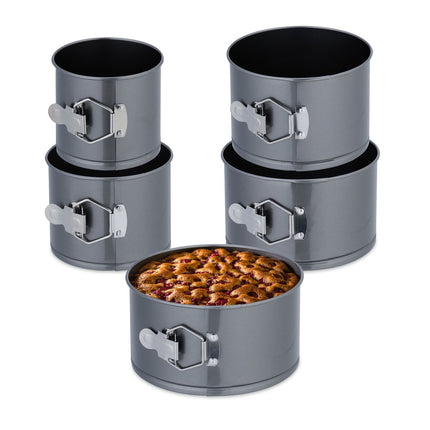 Springform-Backformen-Set, 5-teilig, antihaftbeschichtet, hitzebeständig