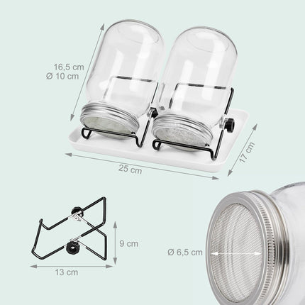 Sprossenglas-Set, 2 Gläser mit Ständer und Auffangschale