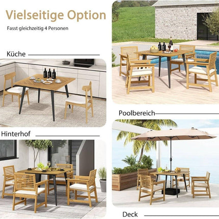Square Acacia Wood Patio Table with Umbrella Hole