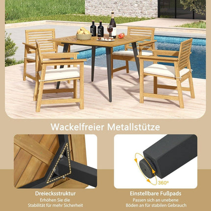 Square Acacia Wood Patio Table with Umbrella Hole