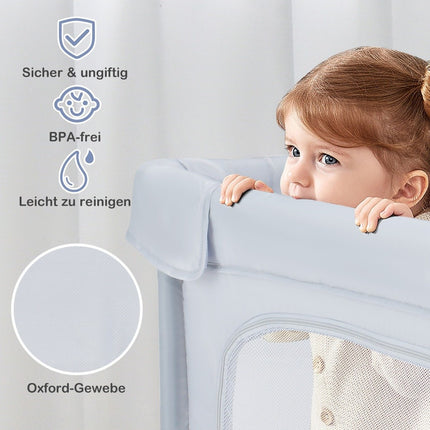 Baby Laufgitter Quadratisch 124 x 124 cm Groß Spielzaun Hellgrau