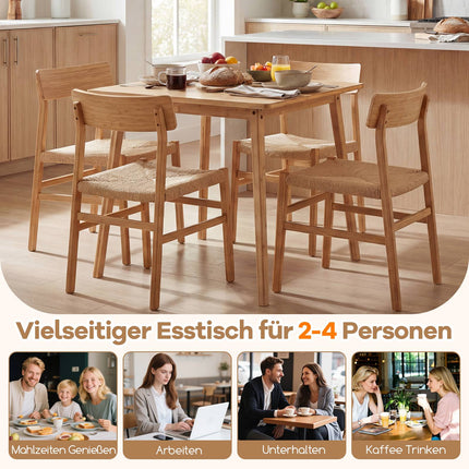 Quadratischer Bambus-Esstisch 70x70 cm für 2-4 Personen