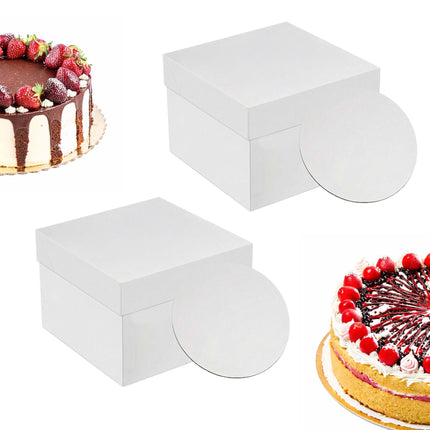 Quadratische Kuchenschachteln mit Deckel und Unterlagen, lebensmittelechter Karton
