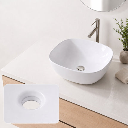 Square Ceramic Countertop Washbasin, 42 x 42 cm, White