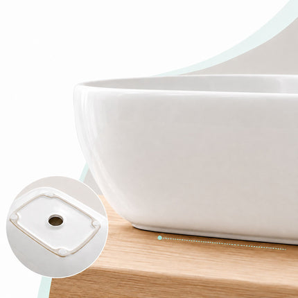Square Ceramic Countertop Washbasin, White, 46 x 32 cm
