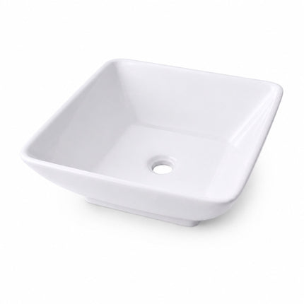 Square Ceramic Washbasin, 41.5 cm, No Tap Hole