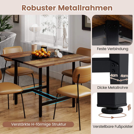 Square Conference Table, Metal Frame, Rustic Brown, 100x100 cm