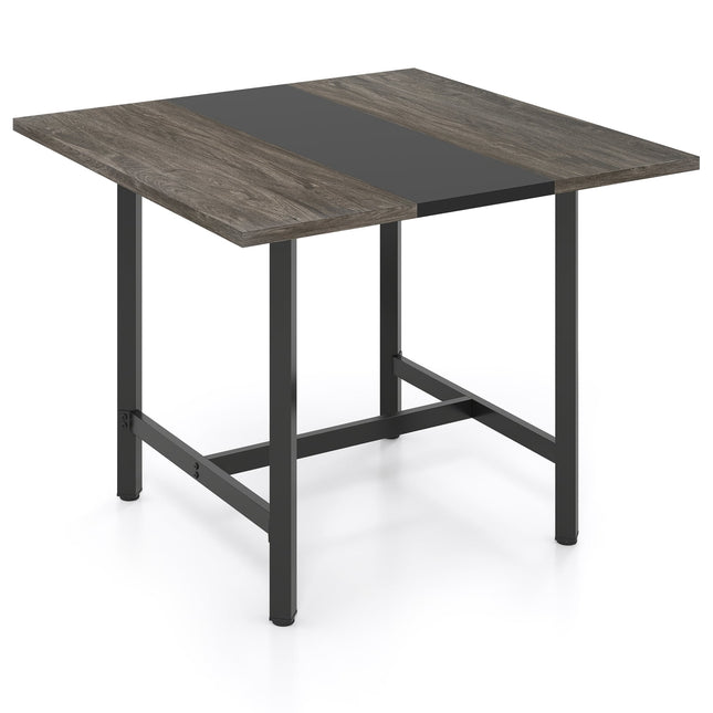 Quadratischer Konferenztisch, Metallgestell, für 4 Personen, Grau
