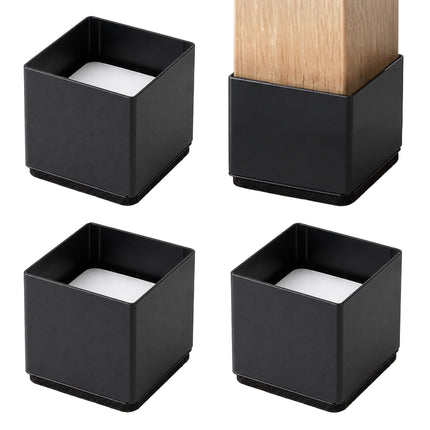 Square Cup Furniture Risers Set of 4, Carbon Steel, 500 kg, Black