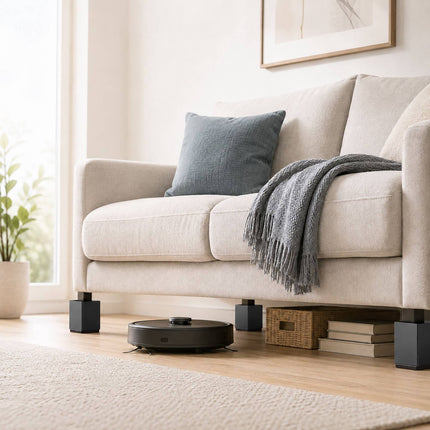 Square Cup Furniture Risers Set of 4, Carbon Steel, 500 kg, Black