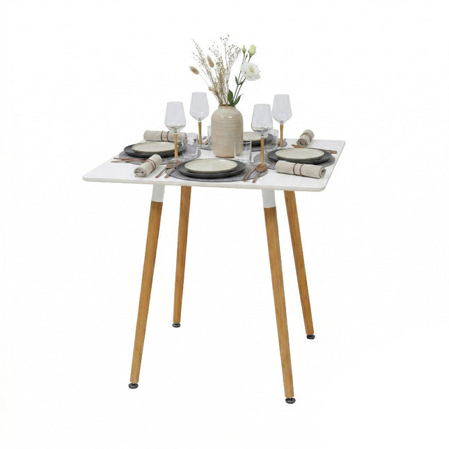 Square Dining Table, Bamboo Legs, Seats 4