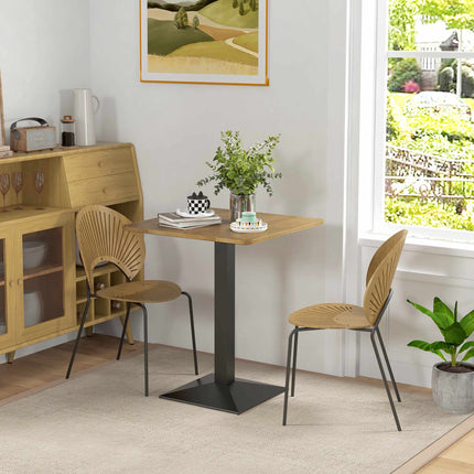 Quadratischer Esstisch, Dunkelbraun, Holzoptik, Stahlgestell