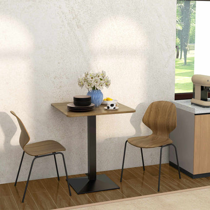 Quadratischer Esstisch, Dunkelbraun, Holzoptik, Stahlgestell