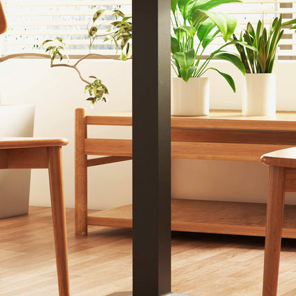 Quadratischer Esstisch, Dunkelbraun, Holzoptik, Stahlgestell