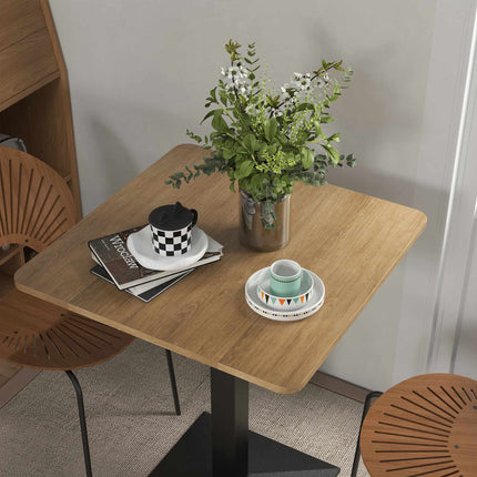Quadratischer Esstisch, Dunkelbraun, Holzoptik, Stahlgestell