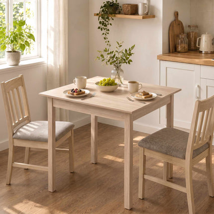 Square Dining Table, Natural Pine Wood, 75x75x76 cm