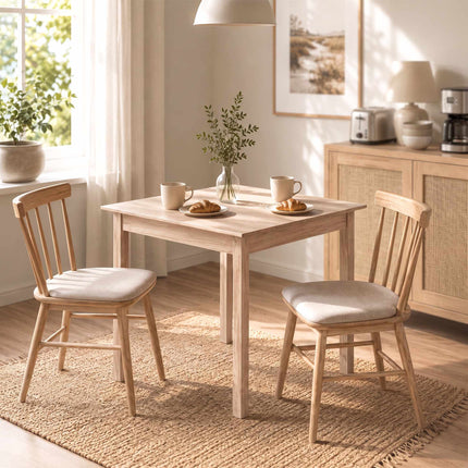 Square Dining Table, Natural Pine Wood, 75x75x76 cm