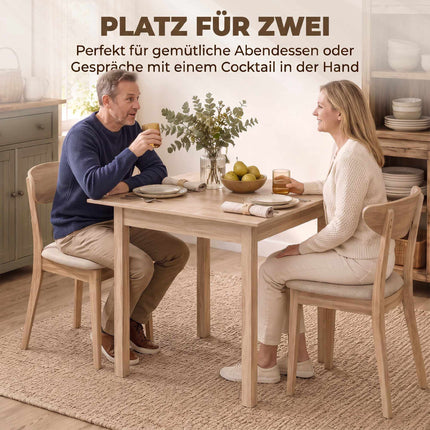 Square Dining Table, Natural Pine Wood, 75x75x76 cm
